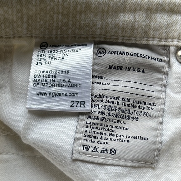 Ag Adriano Goldschmied Absolute Leggings Extreme Skinny Jeans Cream Beige 27R - Picture 12 of 13